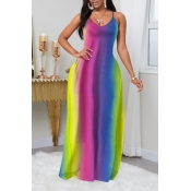 LW Casual Striped Multicolor Maxi Dress
