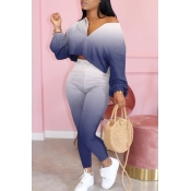 lovely Casual Gradual Change Zipper Design Blue Tw