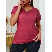 lovely Casual O Neck Tear Design Red Blouse