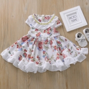 lovely Trendy Plants Print Patchwork White Girl Kn