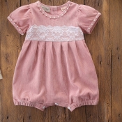 lovely Sweet Lace Patchwork Pink Girl One-piece Ro