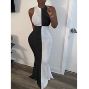 lovely Trendy Sleeveless Patchwork Black Maxi Dres