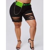 lovely Stylish Hollow-out Black Plus Size Shorts