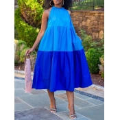 Lovely Casual Gradient Fold Design Blue Mid Calf D