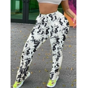 lovely Casual Print White Pants