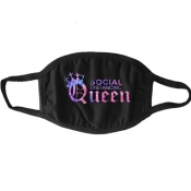 LW Letter Print Carbon Black Face Mask