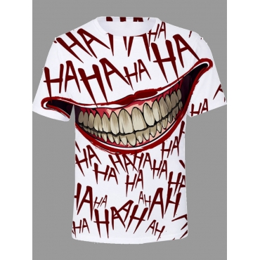 

LW COTTON Men Stylish O Neck Print White T-shirt
