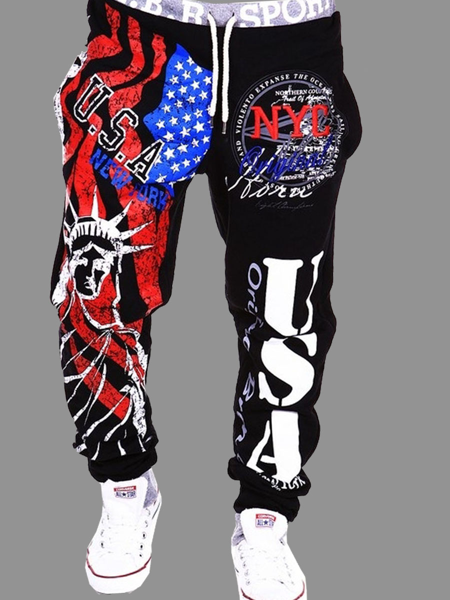

lovely Independence Day Casual Print Carbon Black Pants