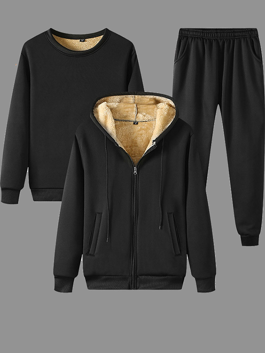 

lovely Sportswear Hooded Collar Zipper Design Black Two-piece Pants Set