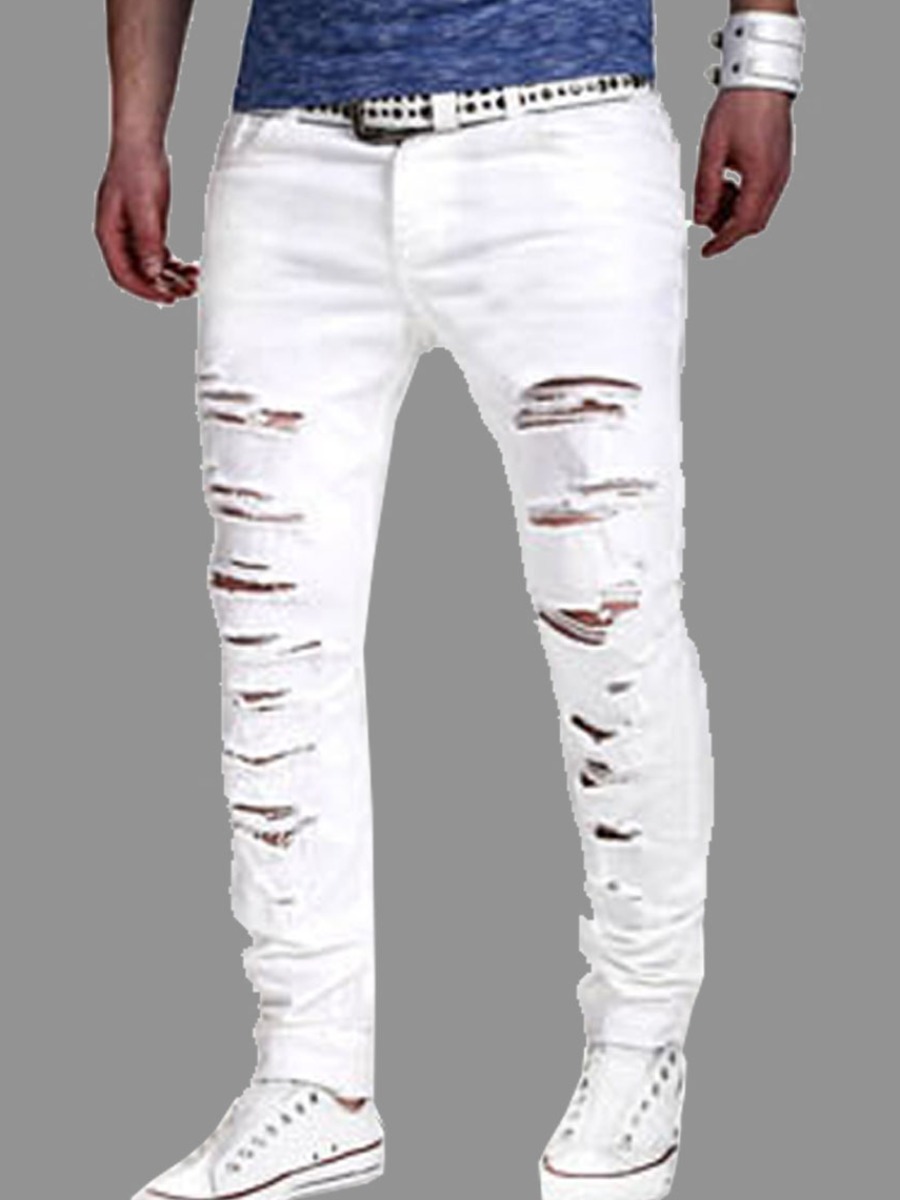 

lovely Casual Broken Holes White Jeans