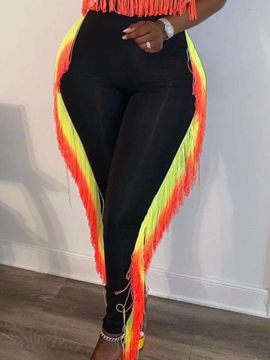 

Lovely Trendy Tassel Design Black Pants