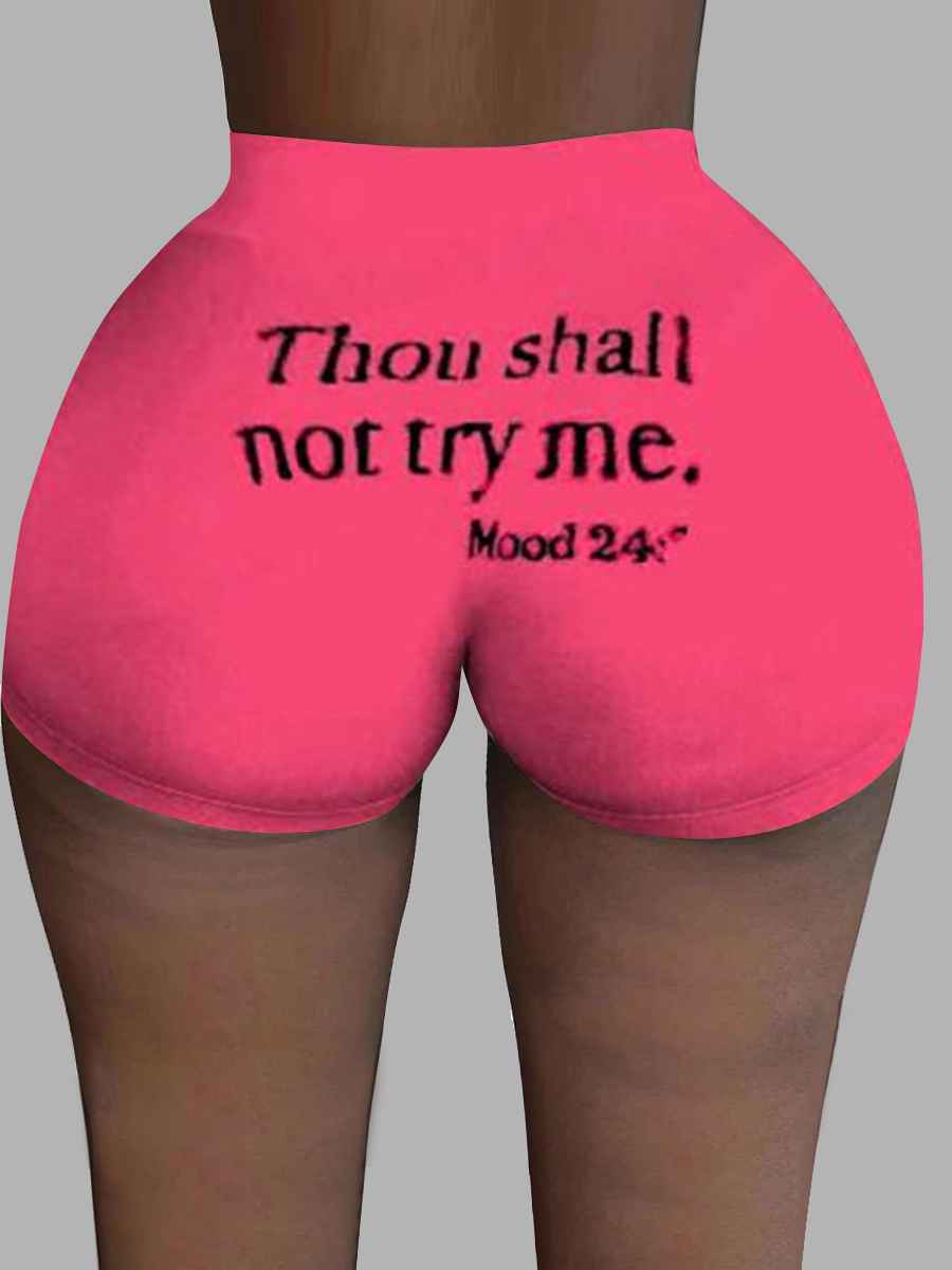 

lovely Sportswear Letter Print Rose Red Shorts