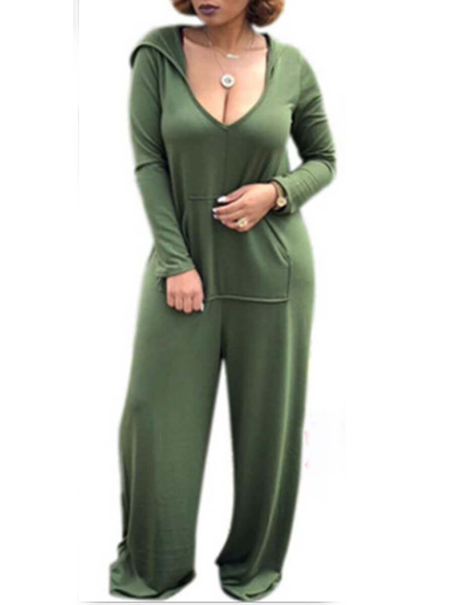 

Lovely Casual Hooded Collar Loose Green One-piece Jumpsuit