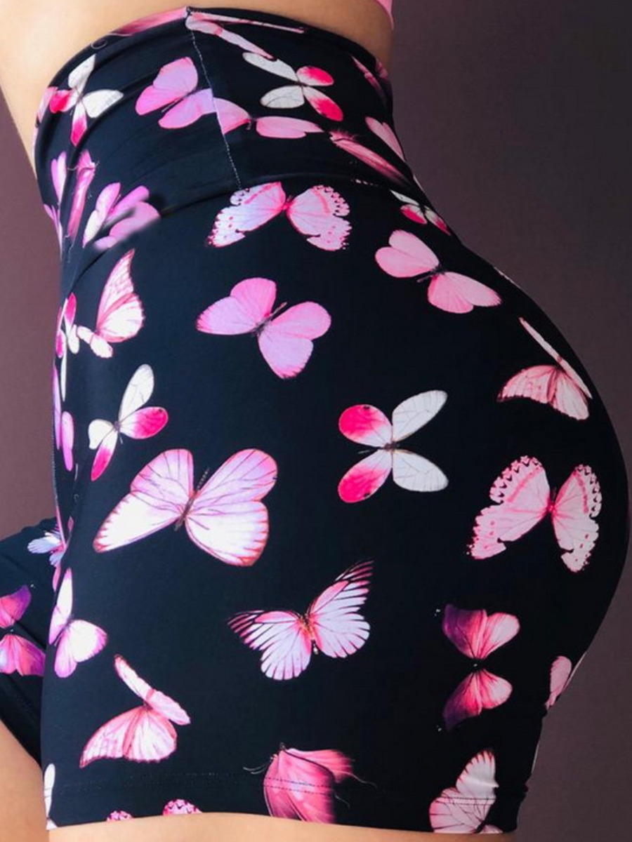 

lovely Sportswear Butterfly Print Black Shorts