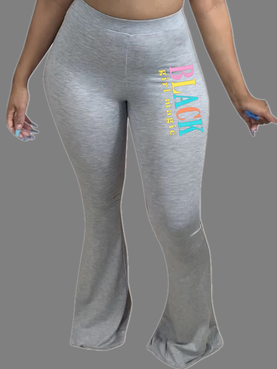 

lovely Casual Letter Print Light Grey Pants
