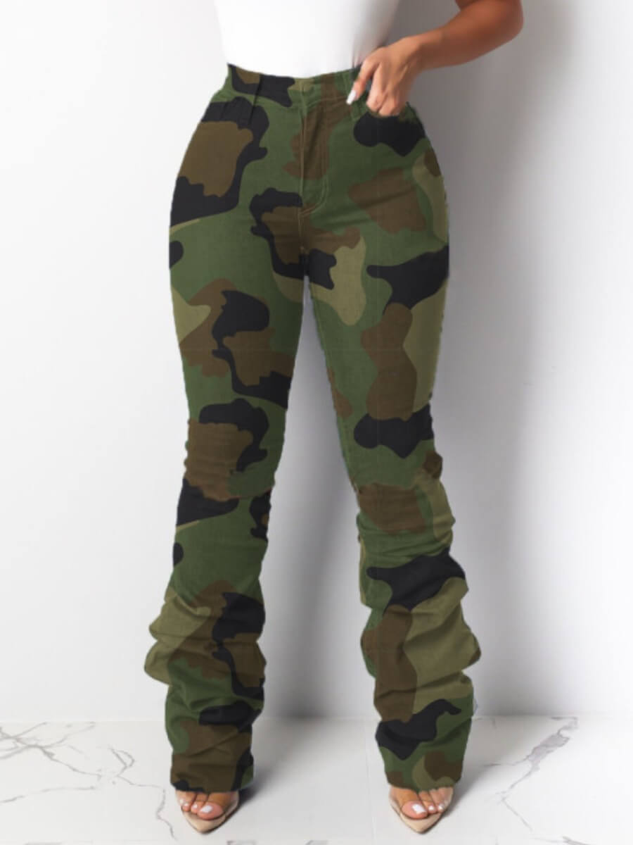 

LW Leisure Heap Camo Print Army Green Jeans, Army green camouflag