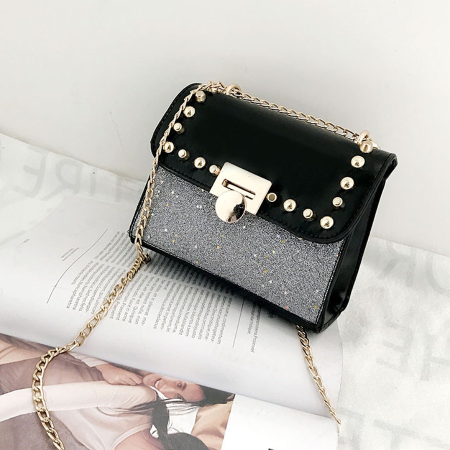 

lovely Chic Chain Strap Silver Crossbody Bag
