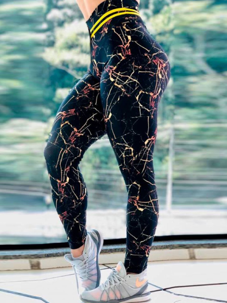 

lovely Sportswear Print Skinny Black Pants