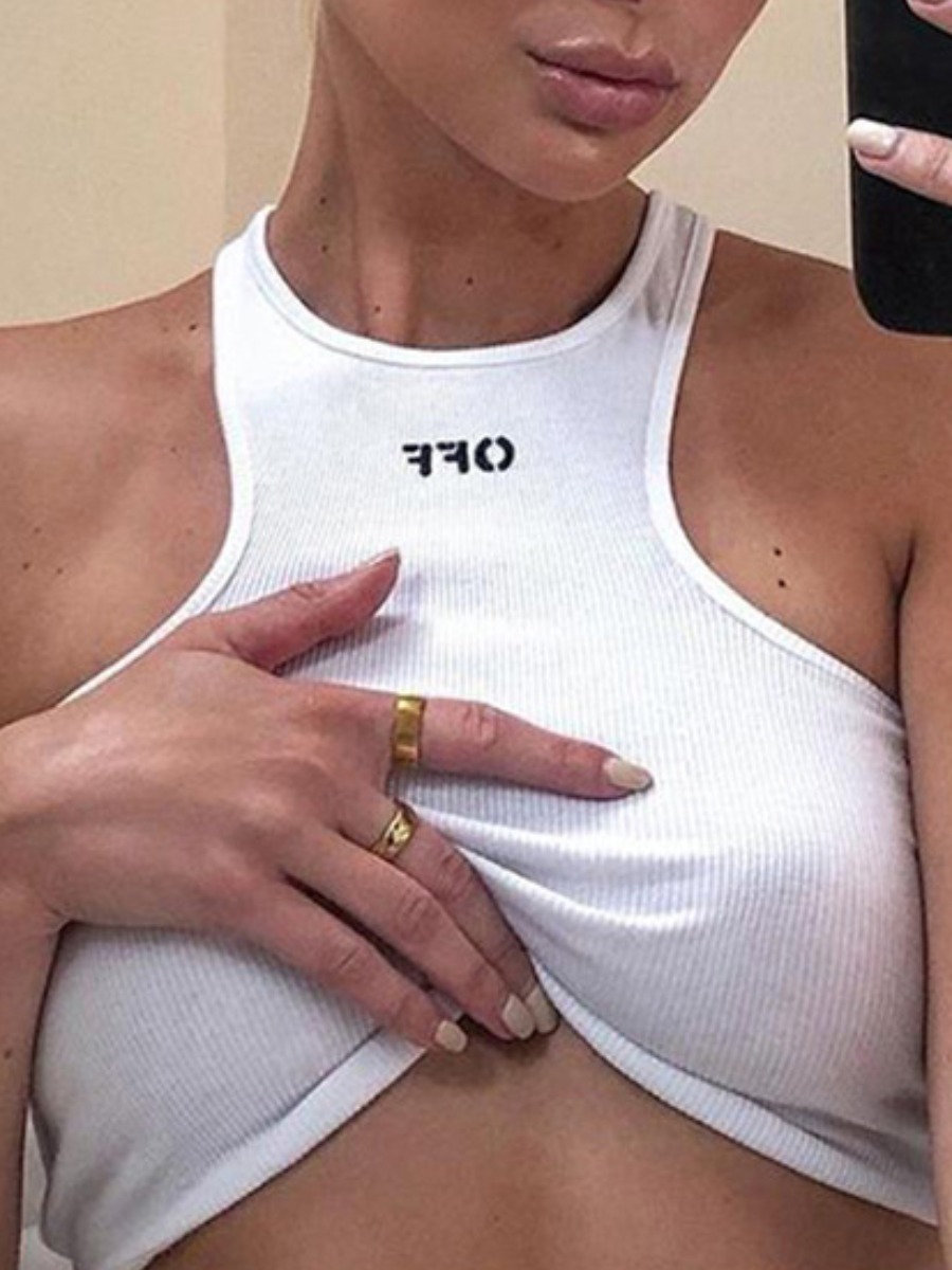 

lovely Sportswear Letter White Camisole