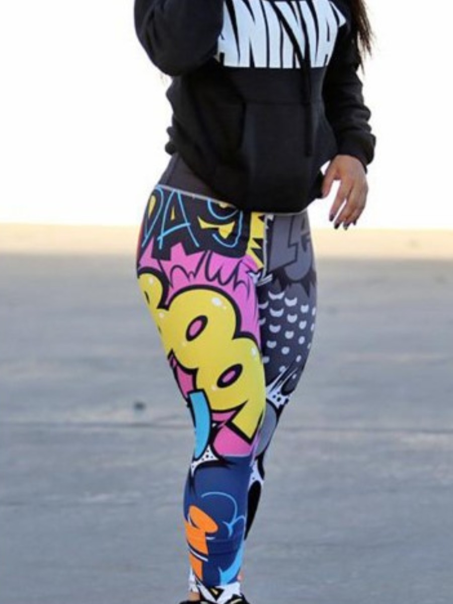

Lovely Sportswear Letter Print Multicolor Pants, Multi