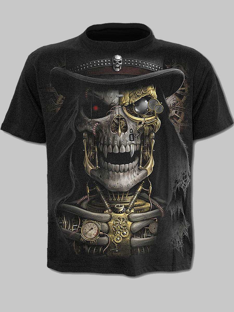 

lovely Street O Neck Skull Print Black Men T-shirt