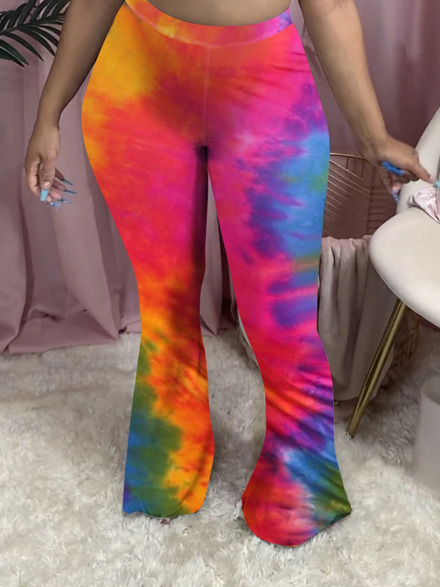 

lovely Street Tie-dye Skinny Red Pants