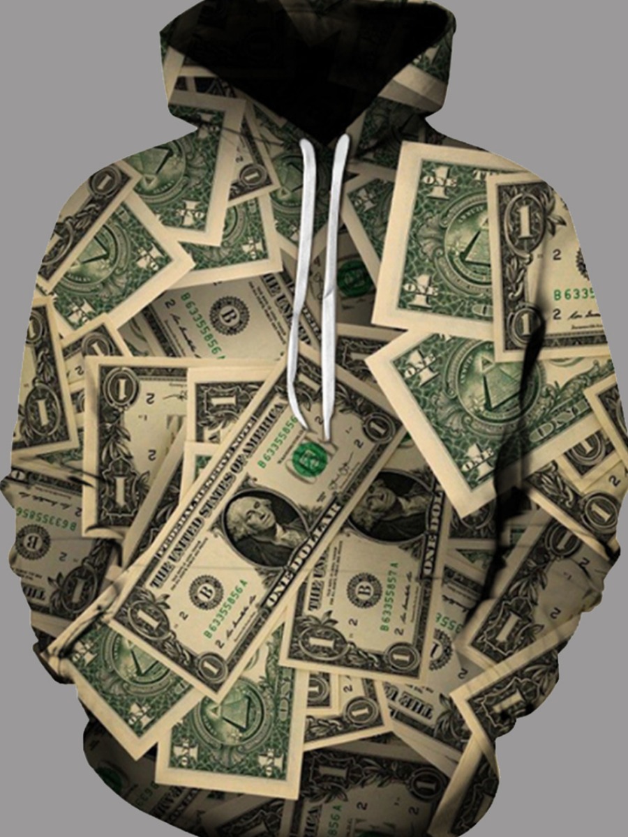 

Men lovely Street Hooded Collar Print Cream-colored Hoodie