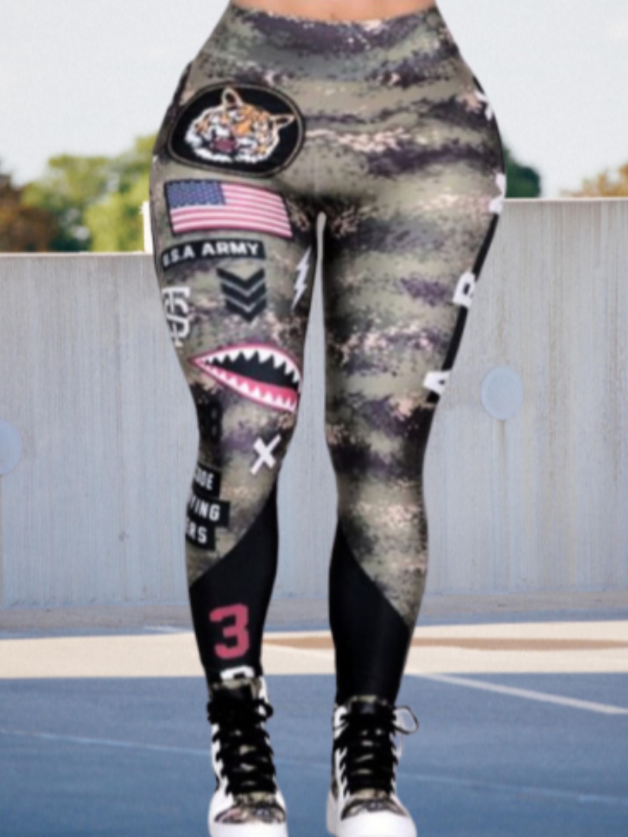 

lovely Sportswear Print Green Pants
