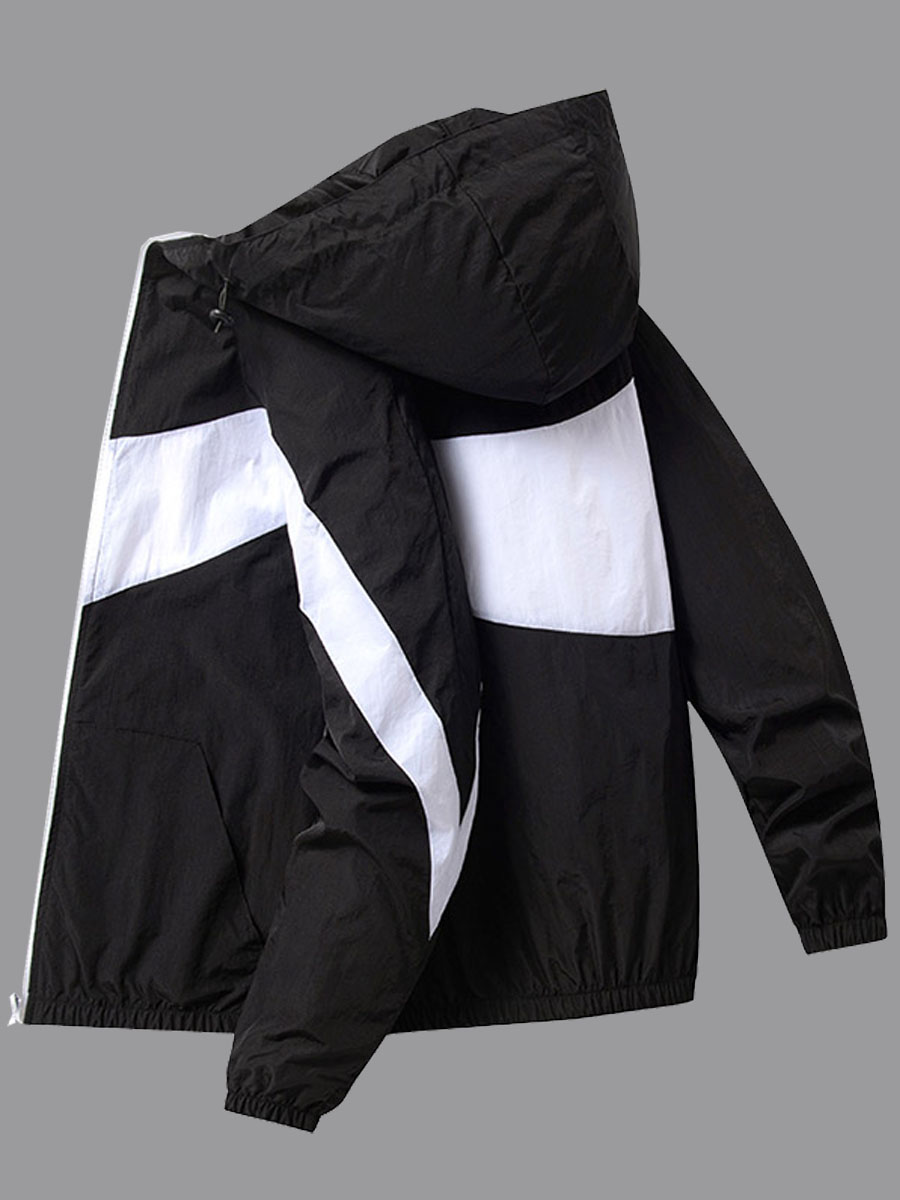

lovely Casual Hooded Collar Patchwork Black Men Jacket