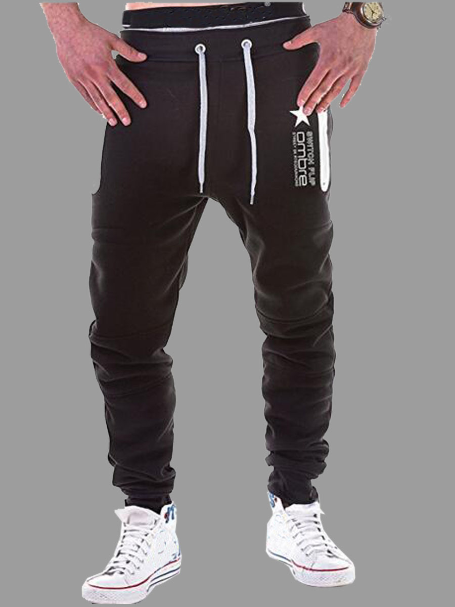 

lovely Sportswear Drawstring Black Men Pants