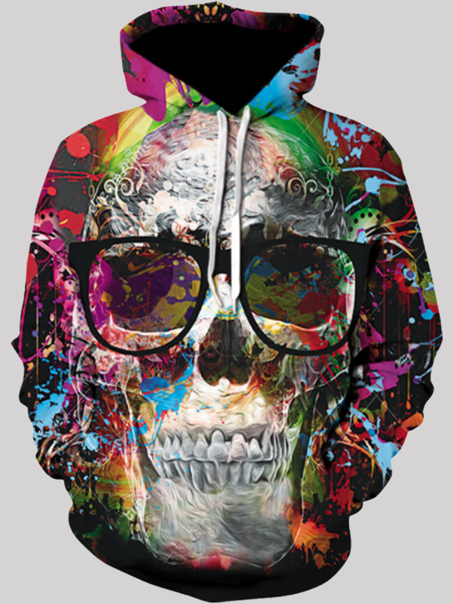 

lovely Street Hooded Collar Print Black Men Hoodie