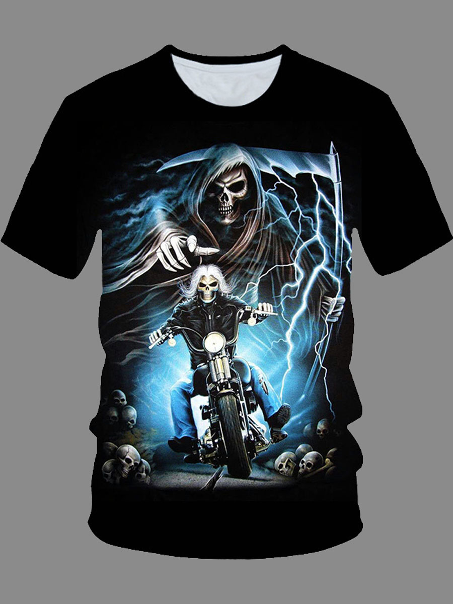 

lovely Street O Neck Print Black T-shirt