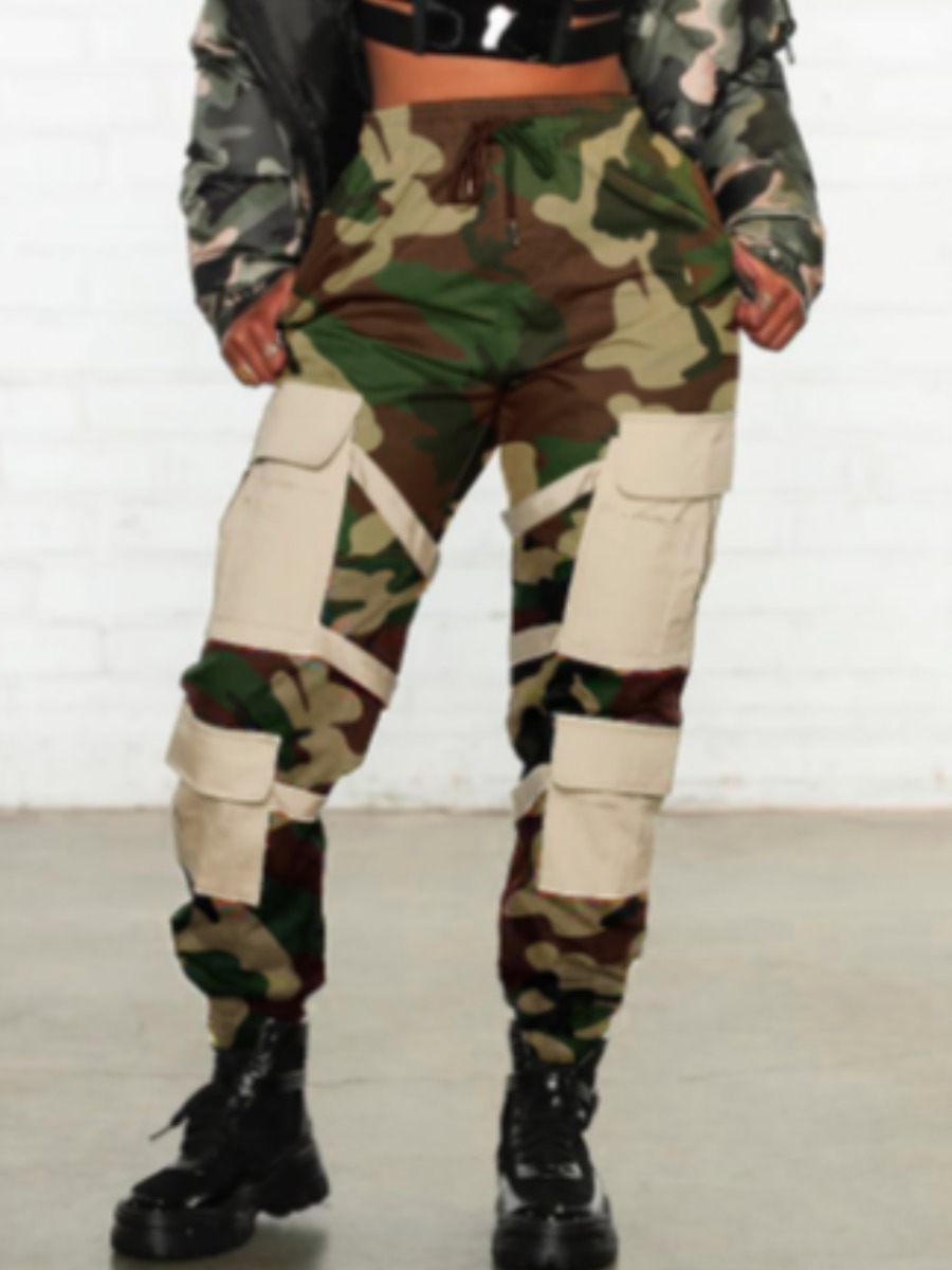 

lovely Sportswear Pocket Patched Camo Print Pants