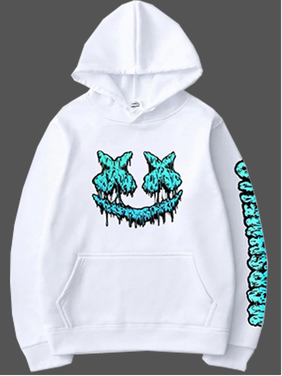 

lovely Leisure Hooded Collar Print White Men Hoodie