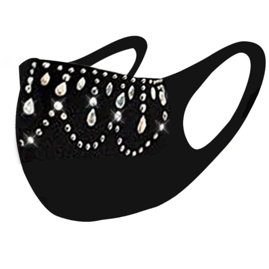 

Lovely Hot Drilling Decorative Black Face Mask