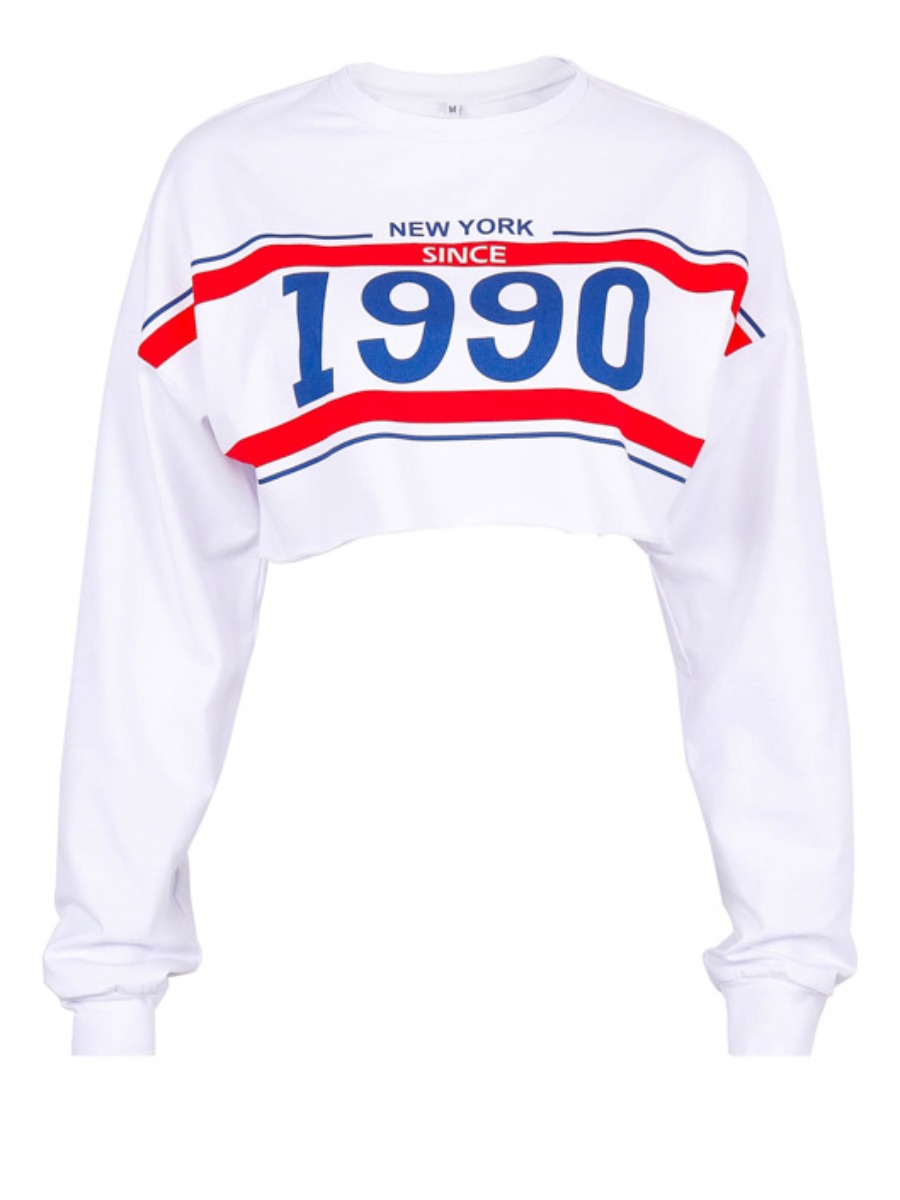 

lovely Street O Neck Letter Print White Hoodie