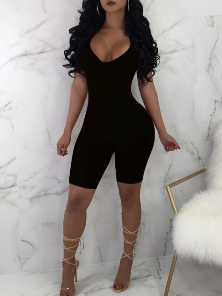 

lovely Sexy Basic Skinny Black Sleepwear