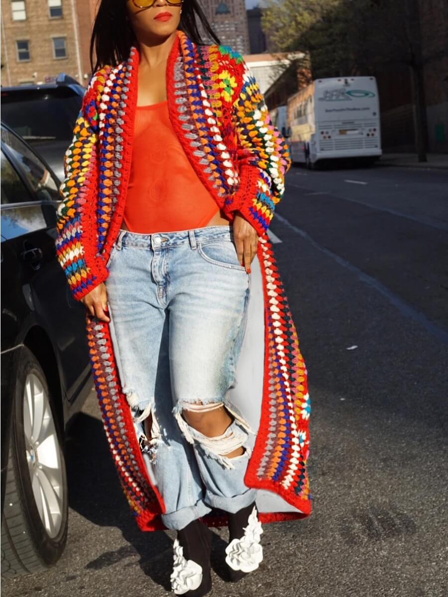 LW Mixed Print Long Coat