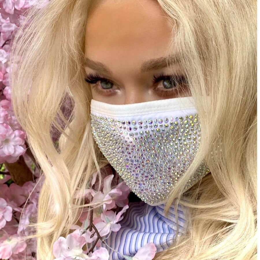 

Lovely Hot Drilling Decorative White Face Mask