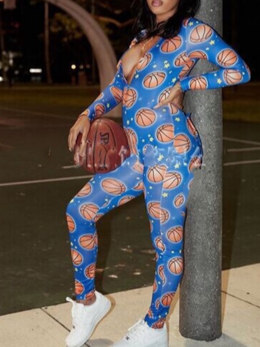 

lovely Leisure Basketball Print Blue Sleepwear