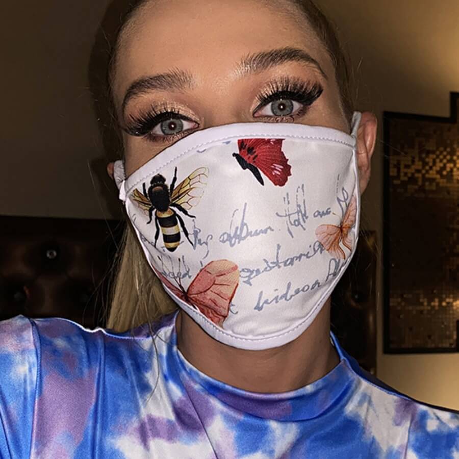 

lovely Butterfly Print White Face Mask(Batch Print