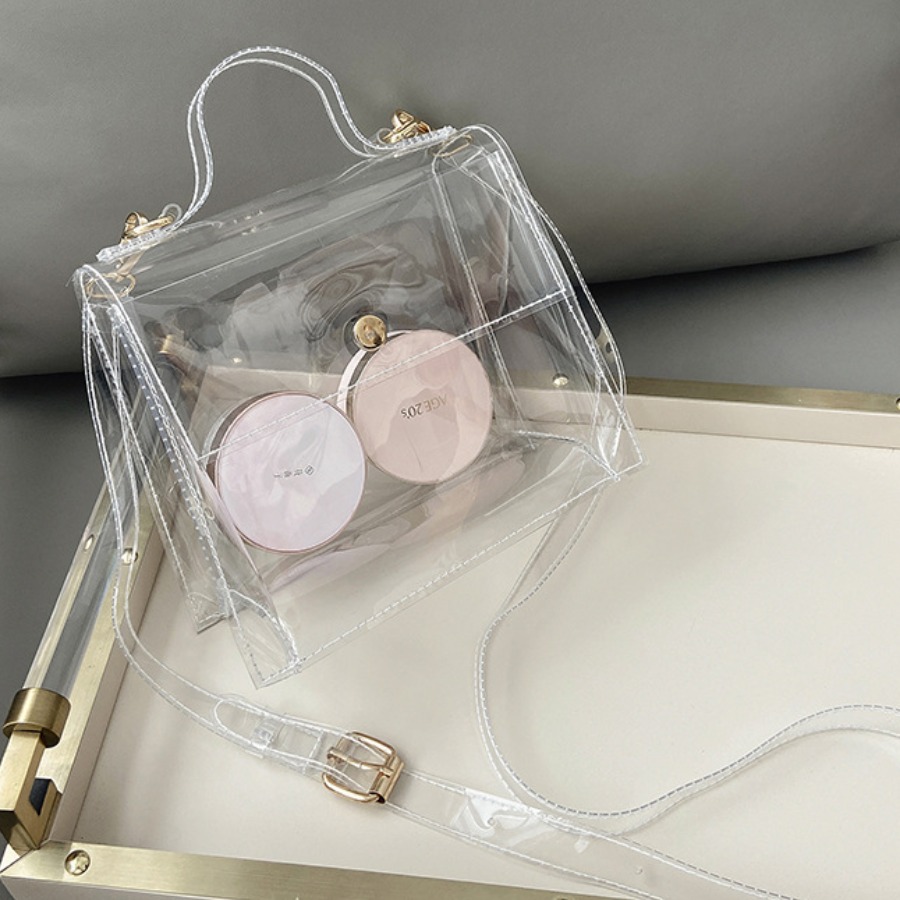 

lovely Trendy See-through Clear Luctte Crossbody Bag