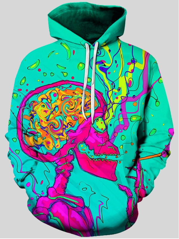 

lovely Street Hooded Collar Skull Head Print Hoodies, Multi
