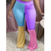 LW Street Color-lump Patchwork Purple Pants