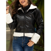 lovely Stylish Patchwork Black Coat