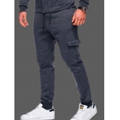 Men lovely Casual Pocket Patched Dark Grey Pants