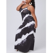 lovely Trendy Tie-dye Black Maxi Plus Size Dress