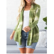 lovely Leisure Tie-dye Green Plus Size Coat