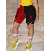 lovely Sportswear Letter Broken Holes Red Plus Siz