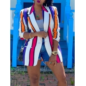 Lovely Trendy Turndown Collar Striped Multicolor P